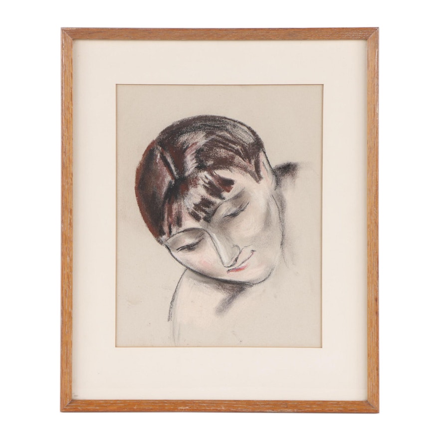 Pastel Drawing of a Woman's Head