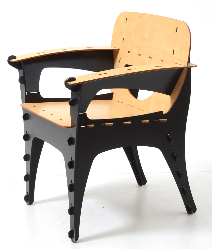 Pair of Modernist Kawecki "Puzzle" Armchairs