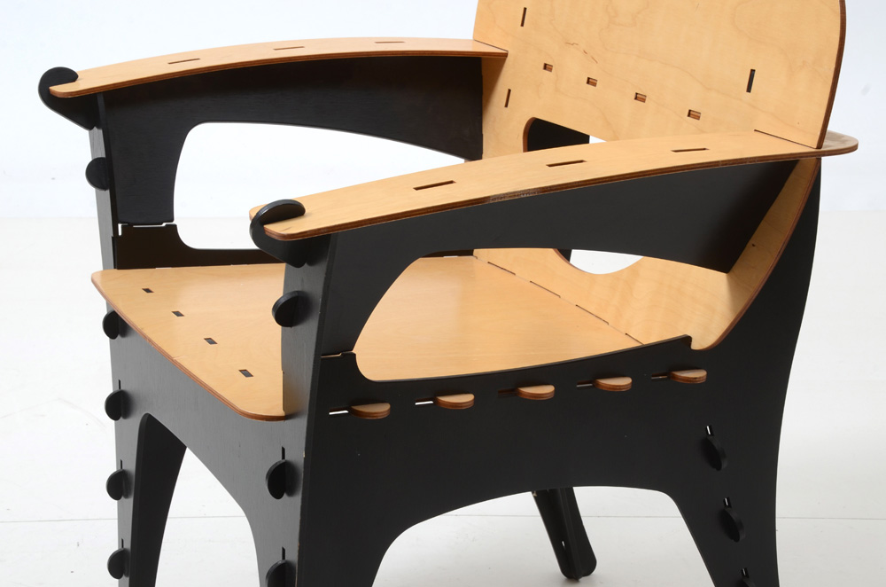 Pair of Modernist Kawecki "Puzzle" Armchairs