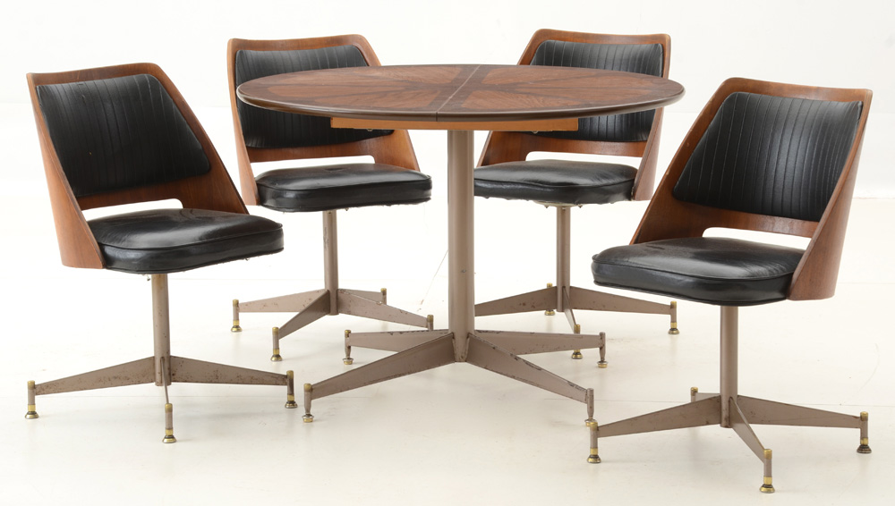 Mid Century Modern "Orange Slice" Style Dining Table and Chairs