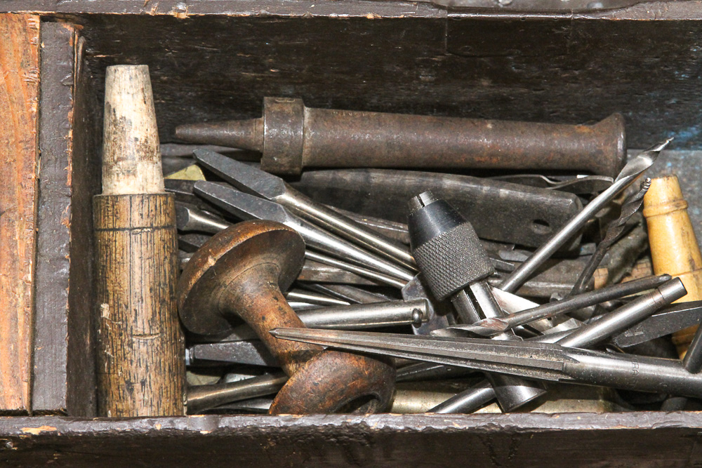 Vintage Chest, Carpentry Shaves, Chisels, Saw, Planers and Brace Bits and More