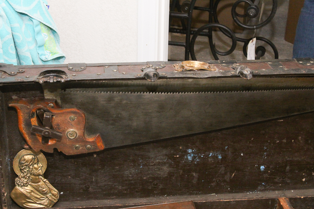 Vintage Chest, Carpentry Shaves, Chisels, Saw, Planers and Brace Bits and More