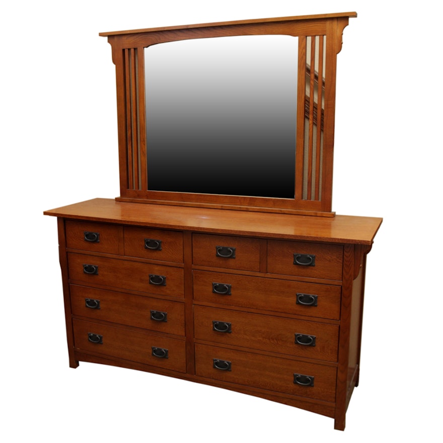 Mission Style Chest of Drawers with Mirror by Bassett