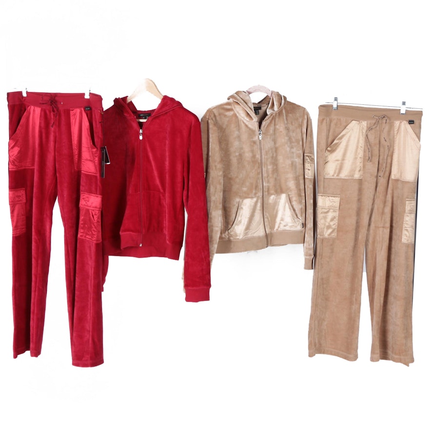 BCBG Maxazria Hooded Velour Track Suits