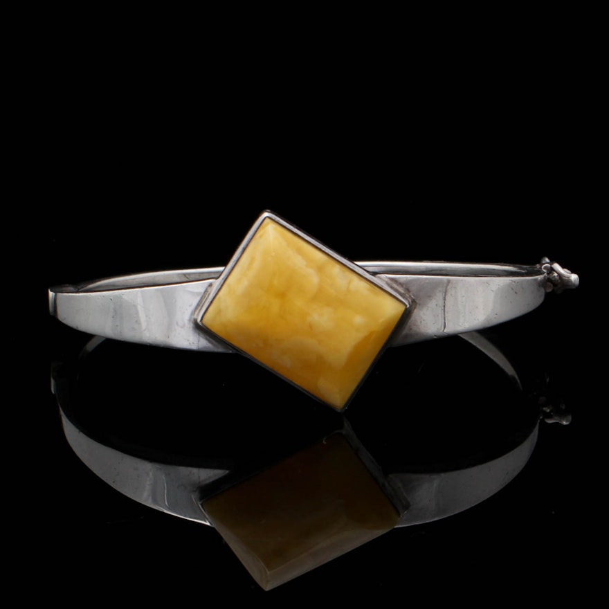 Sterling Silver and Amber Bracelet