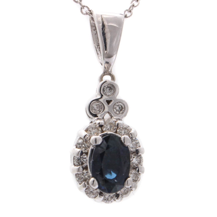 Le Vian 14K White Gold Diamond and Sapphire Necklace