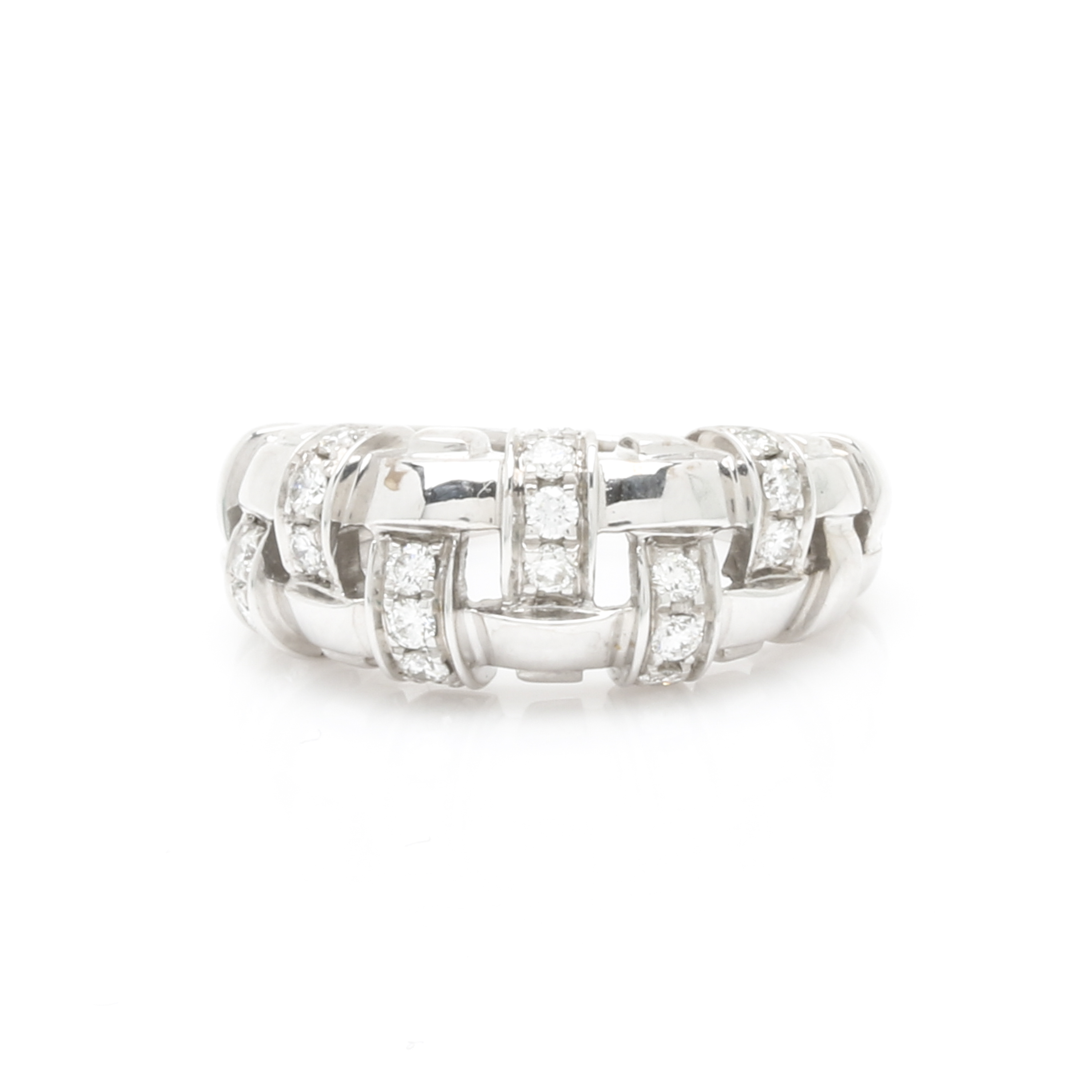 2002 Tiffany & Co "Vannerie" 18K White Gold Diamond Ring