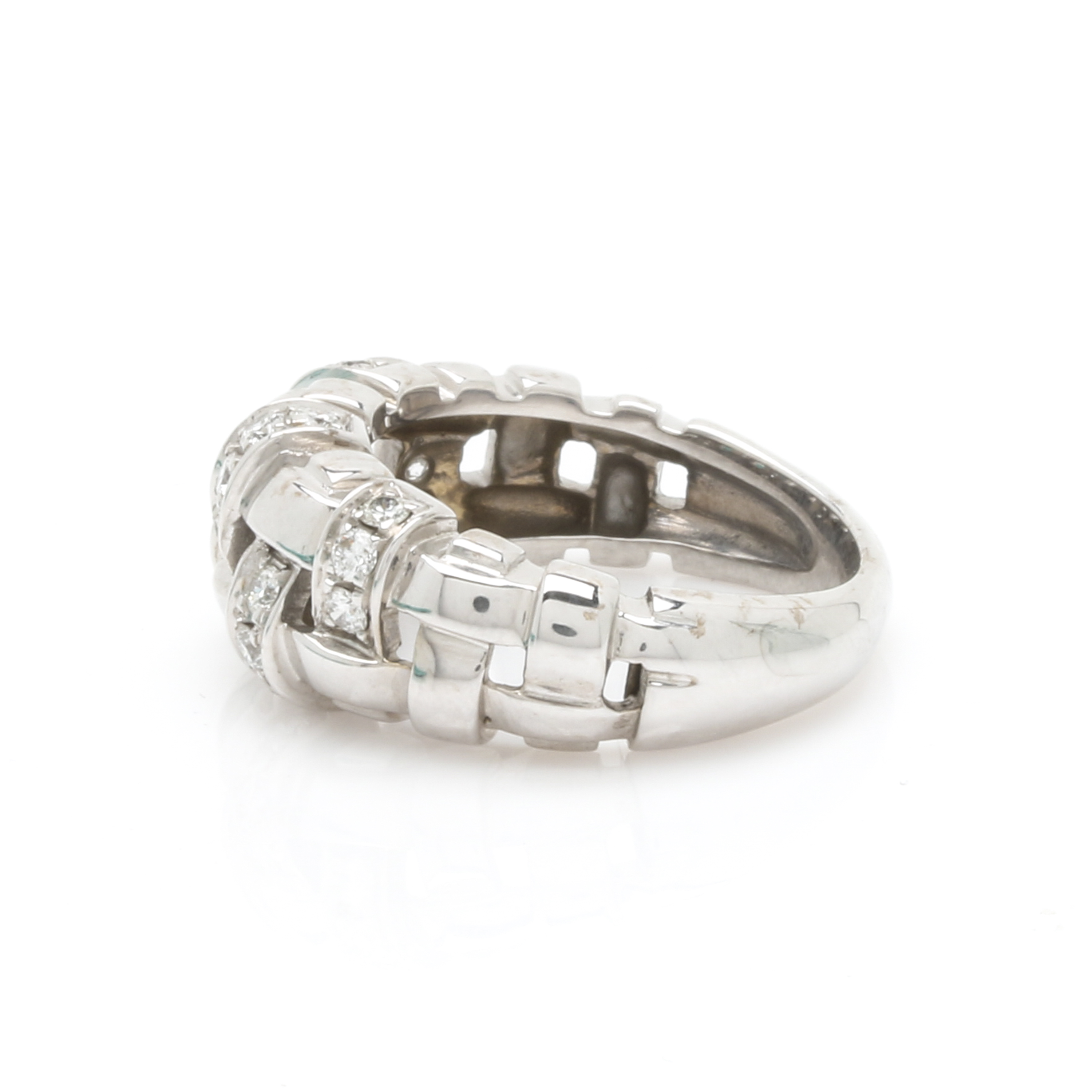 2002 Tiffany & Co "Vannerie" 18K White Gold Diamond Ring