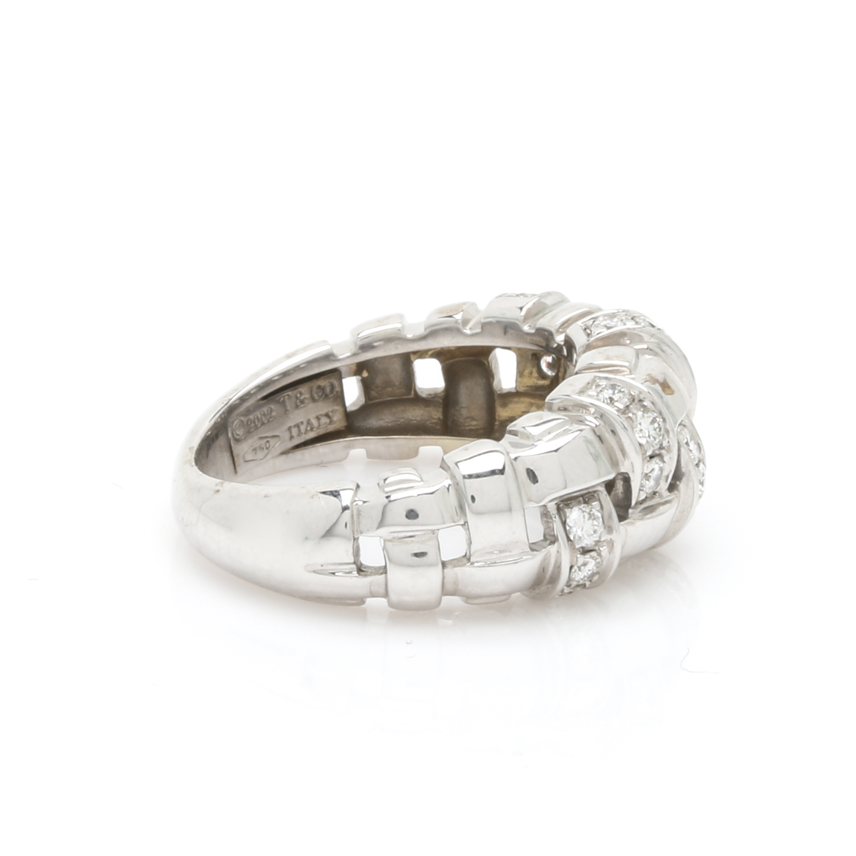 2002 Tiffany & Co "Vannerie" 18K White Gold Diamond Ring