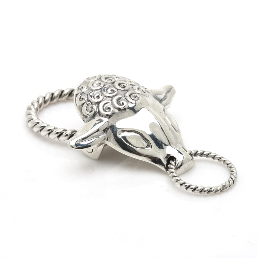 Hubert Harmon Sterling Silver Bull Motif Scarf Ring