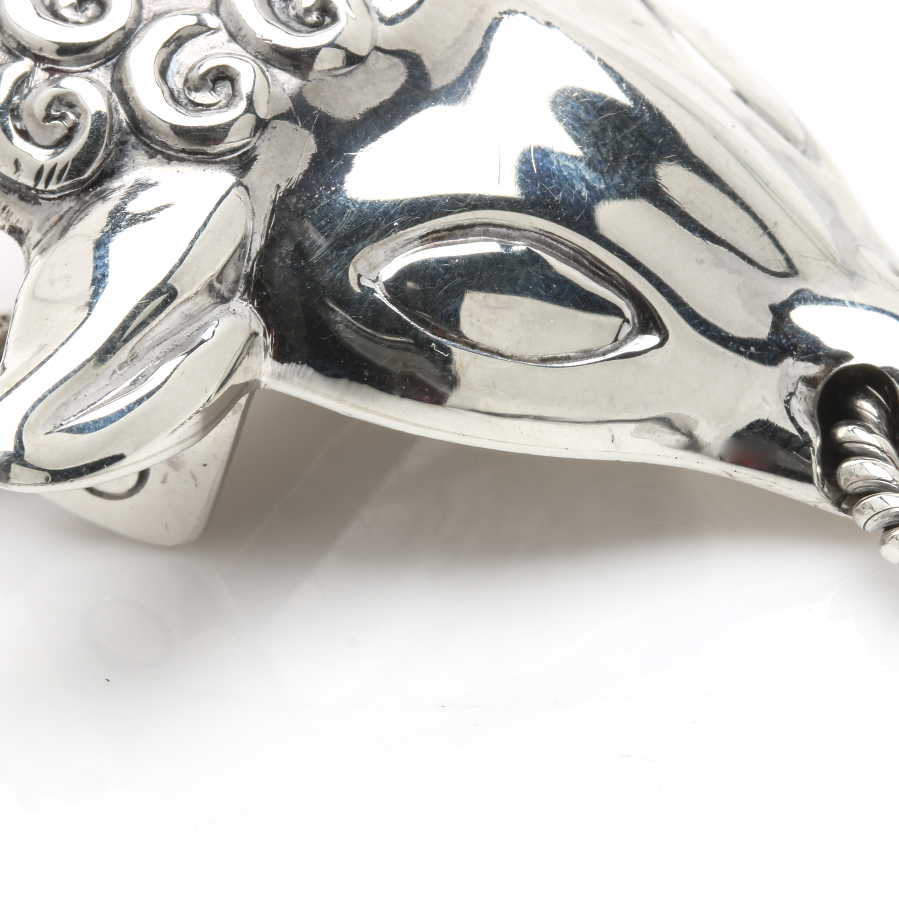 Hubert Harmon Sterling Silver Bull Motif Scarf Ring