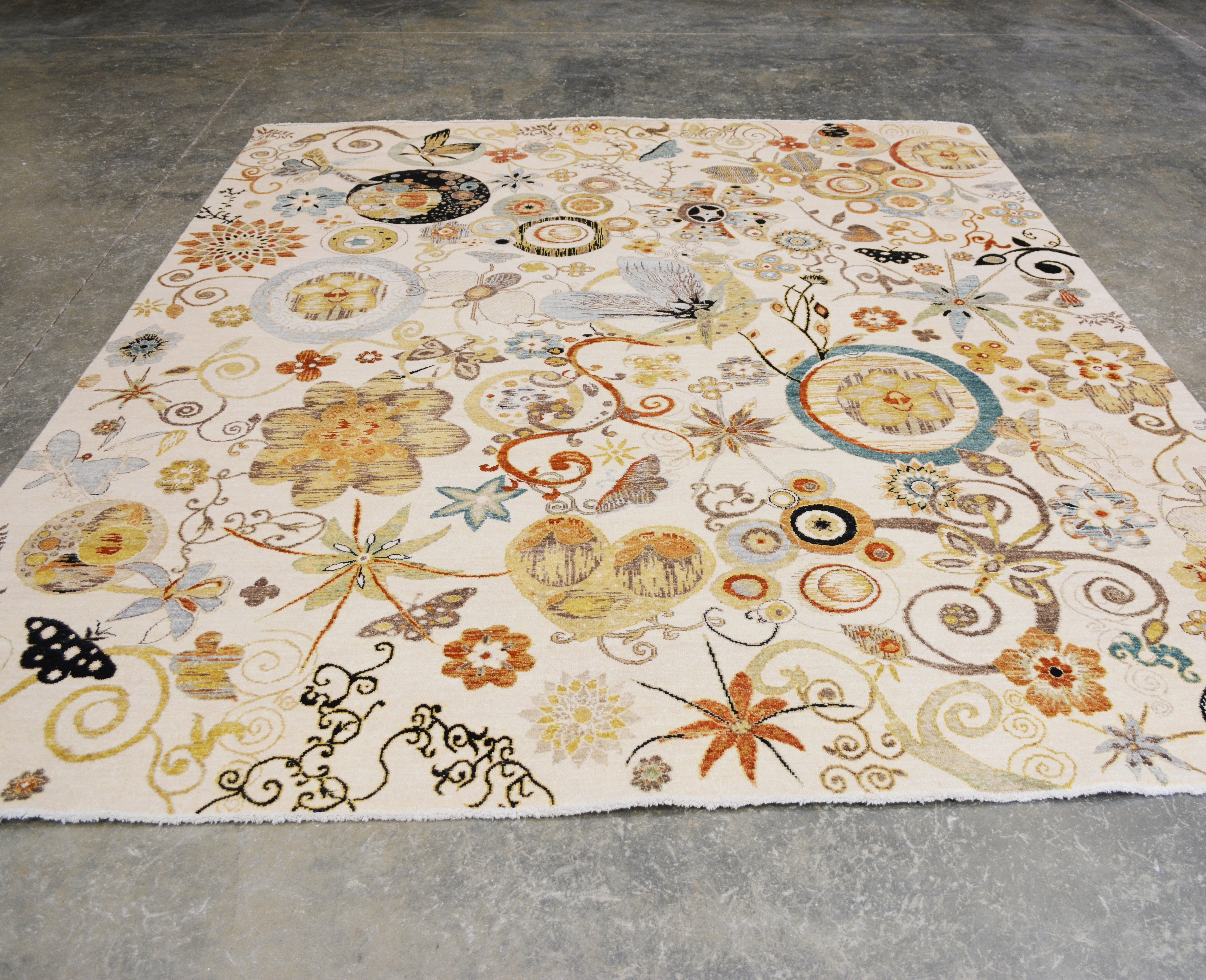 Hand-Knotted Indian Garden Wool Area Rug
