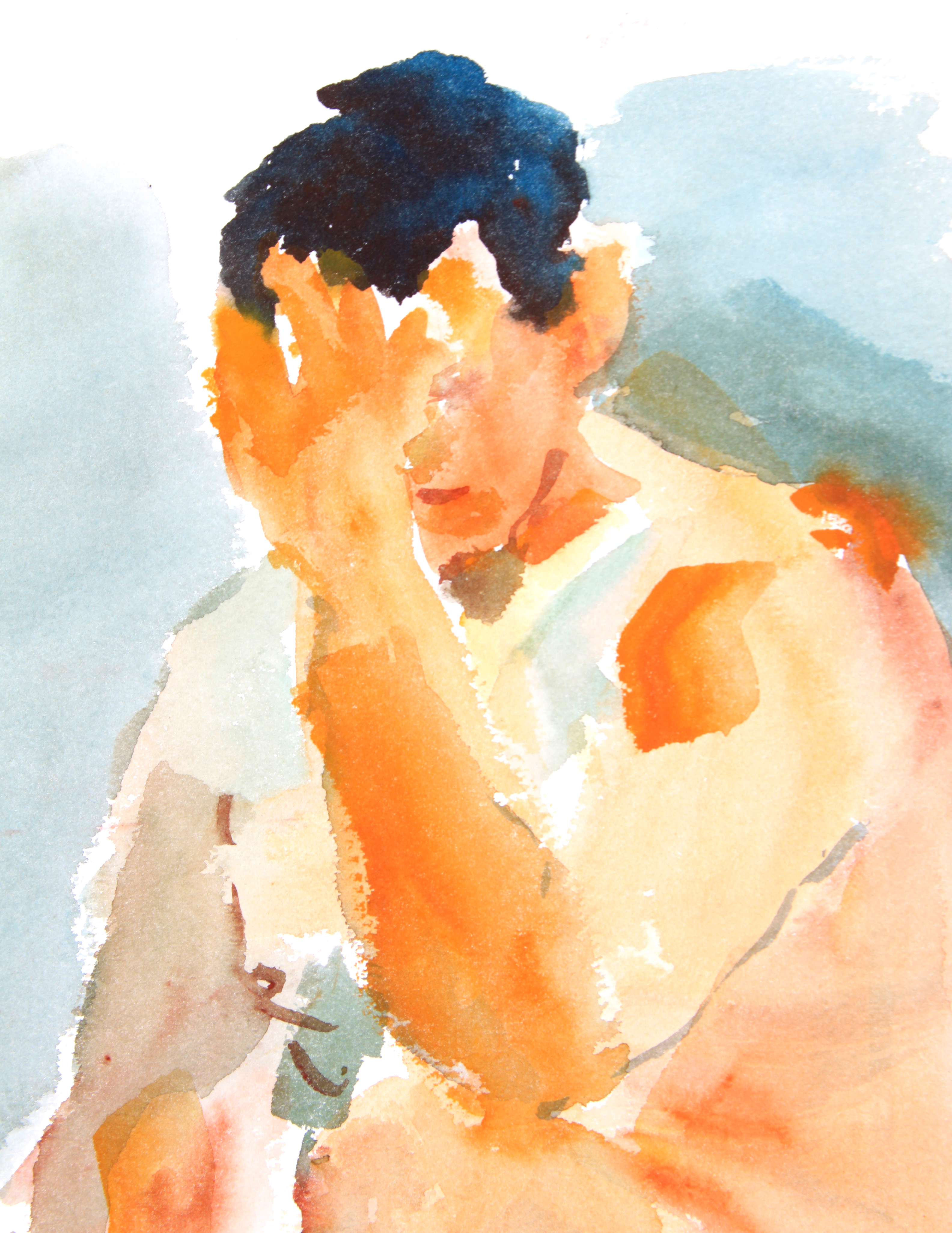 Original Double Sided Nude Male Figure Study by Lois Davis