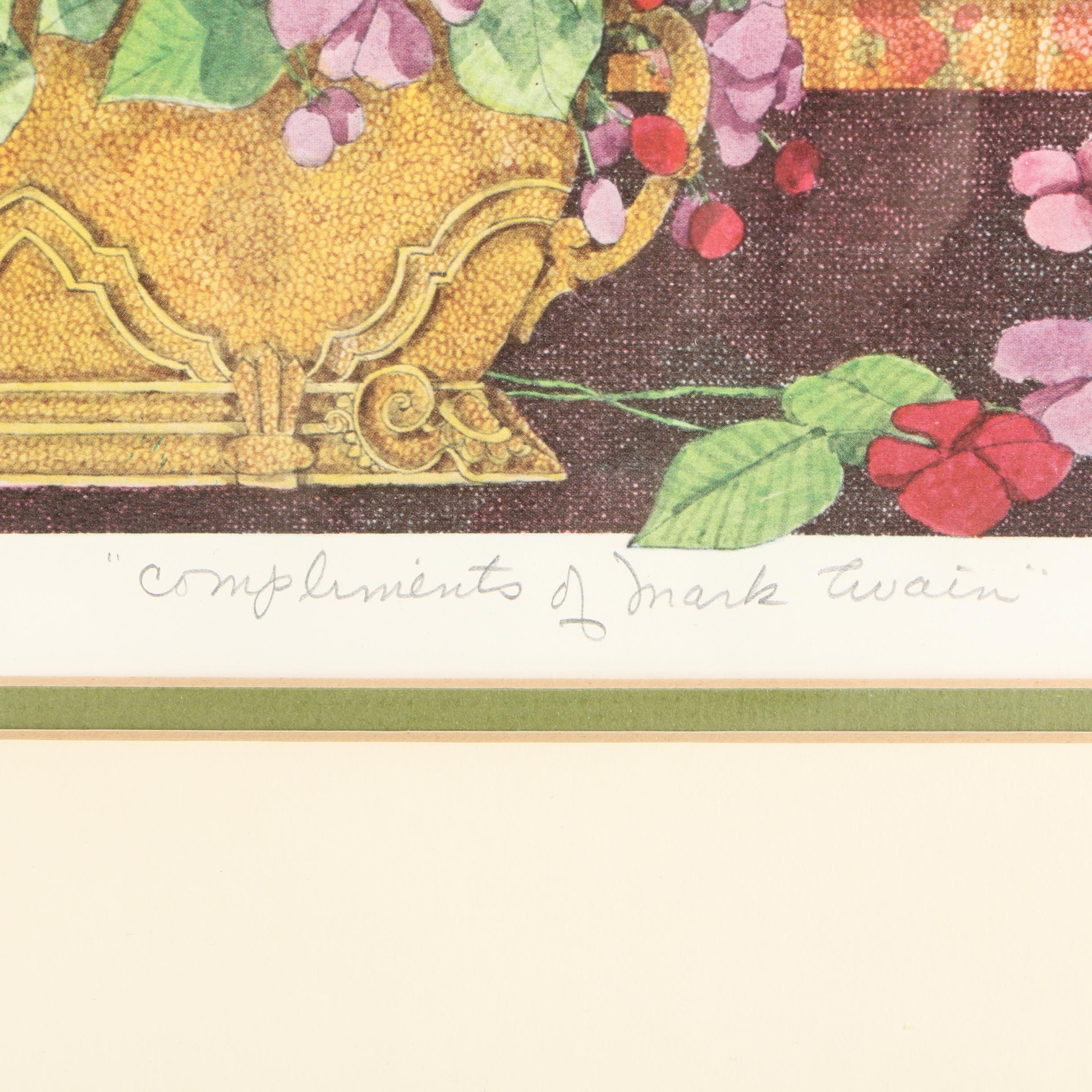 Limited Edition Offset Lithograph after Ben Black's "Compliments of Mark Twain"