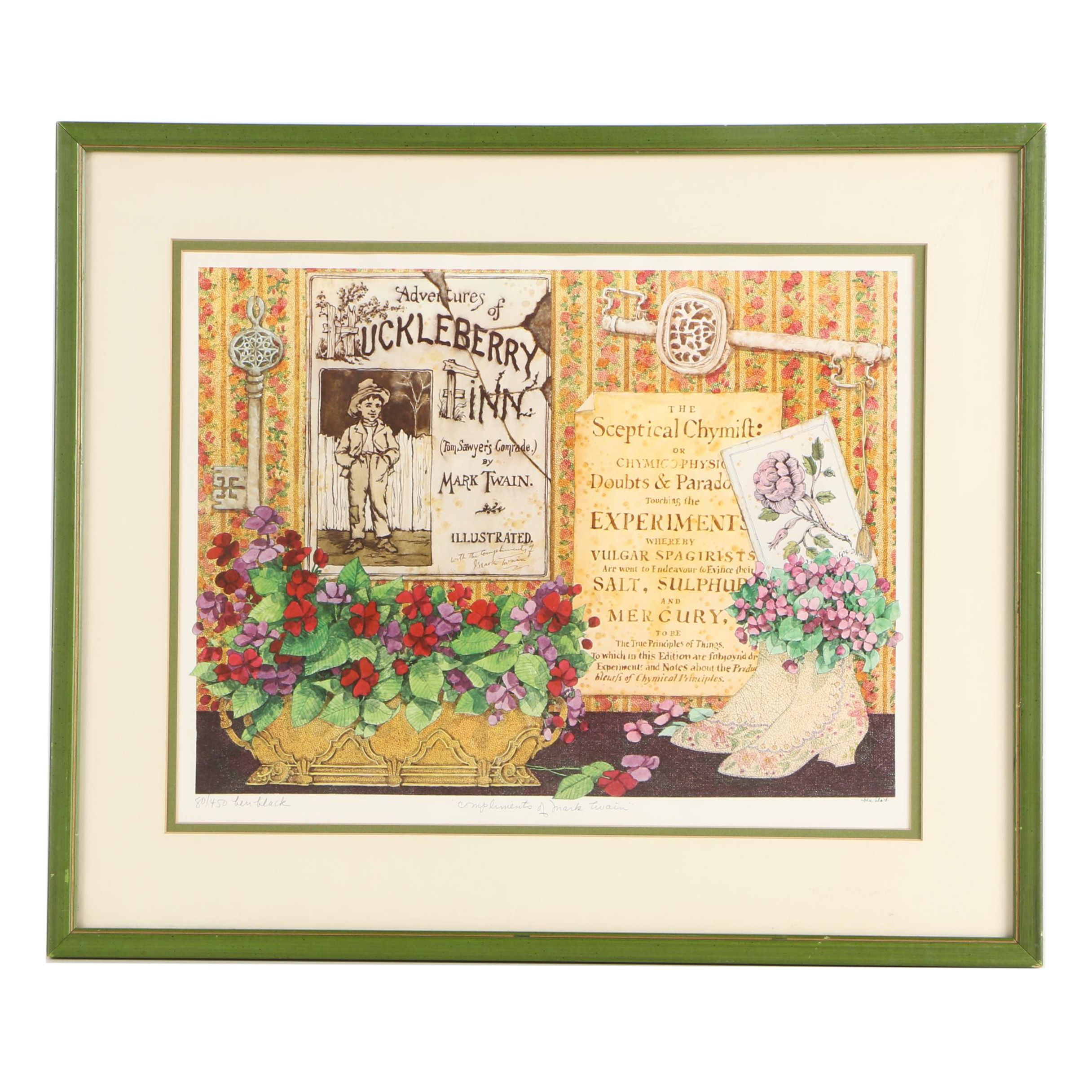 Limited Edition Offset Lithograph after Ben Black's "Compliments of Mark Twain"