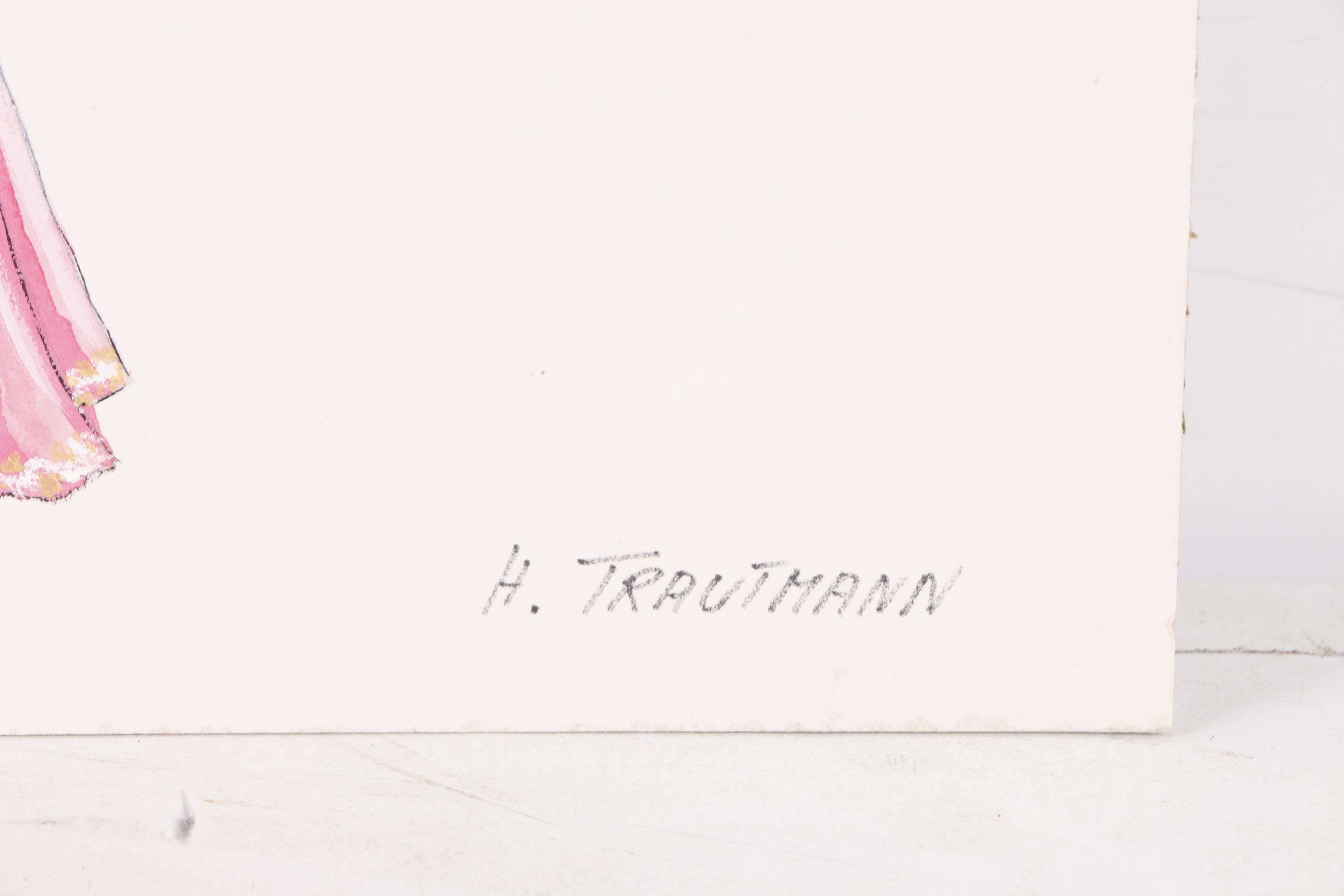 H. Trautmann Gouache Paintings of Costume Designs