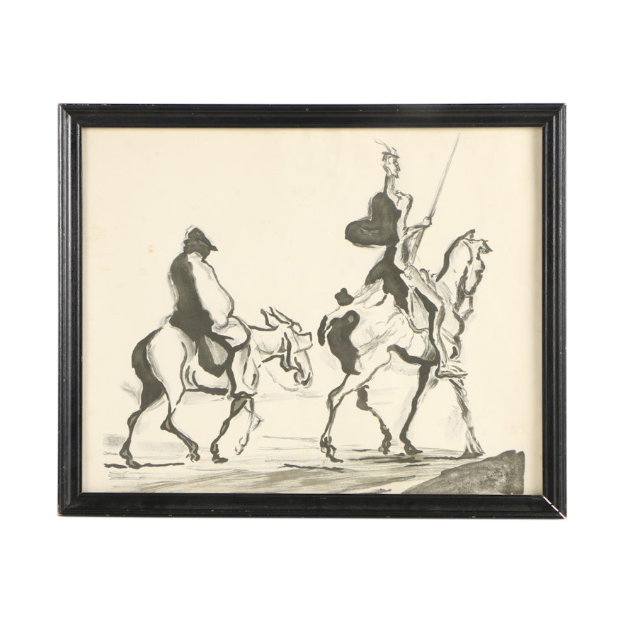 Halftone Print After Honoré Daumier's "Don Quixote and Sancho Panza"