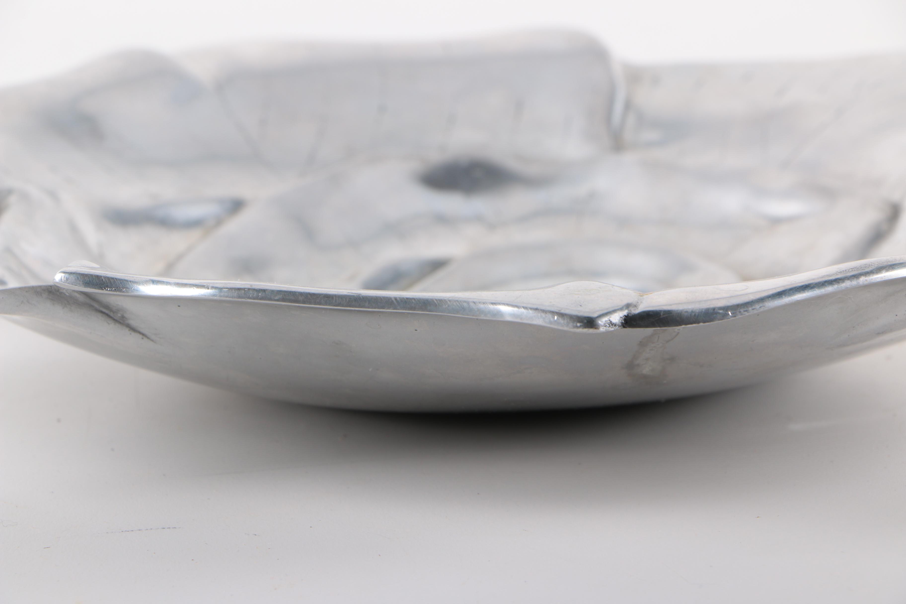 Alum Creations Rose Serving Platter and Nambe Salt and Pepper Shakers