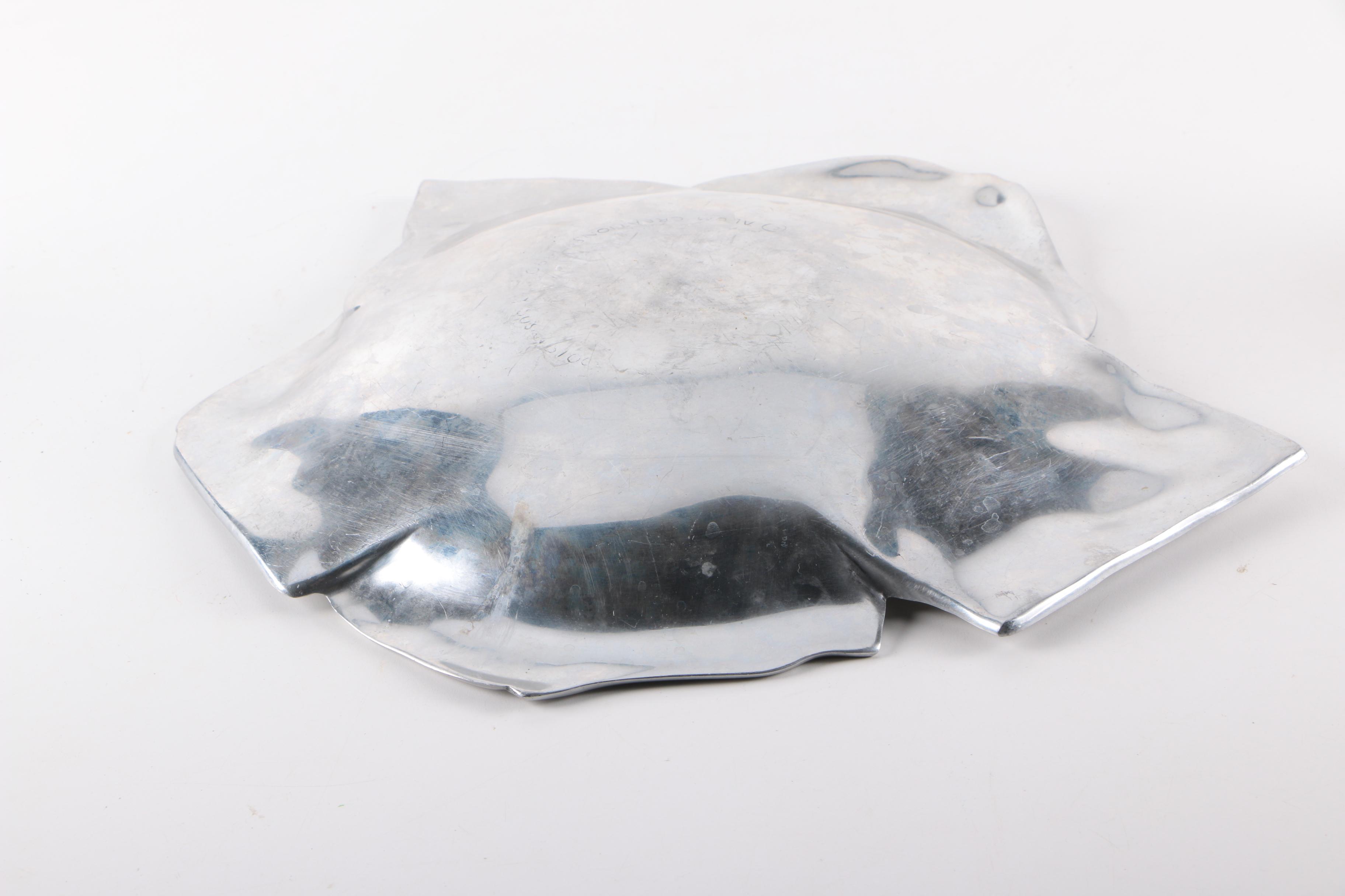 Alum Creations Rose Serving Platter and Nambe Salt and Pepper Shakers