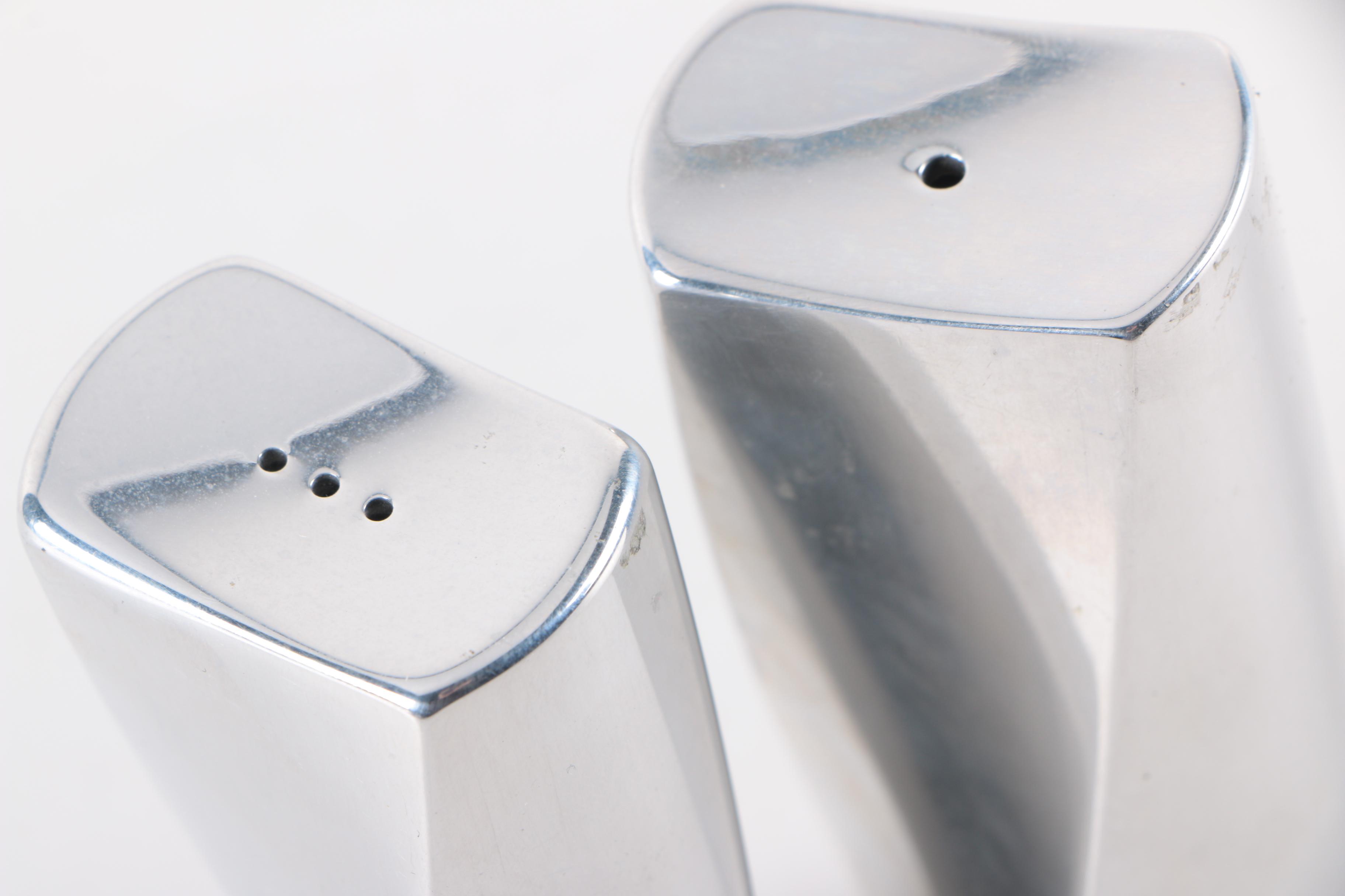 Alum Creations Rose Serving Platter and Nambe Salt and Pepper Shakers