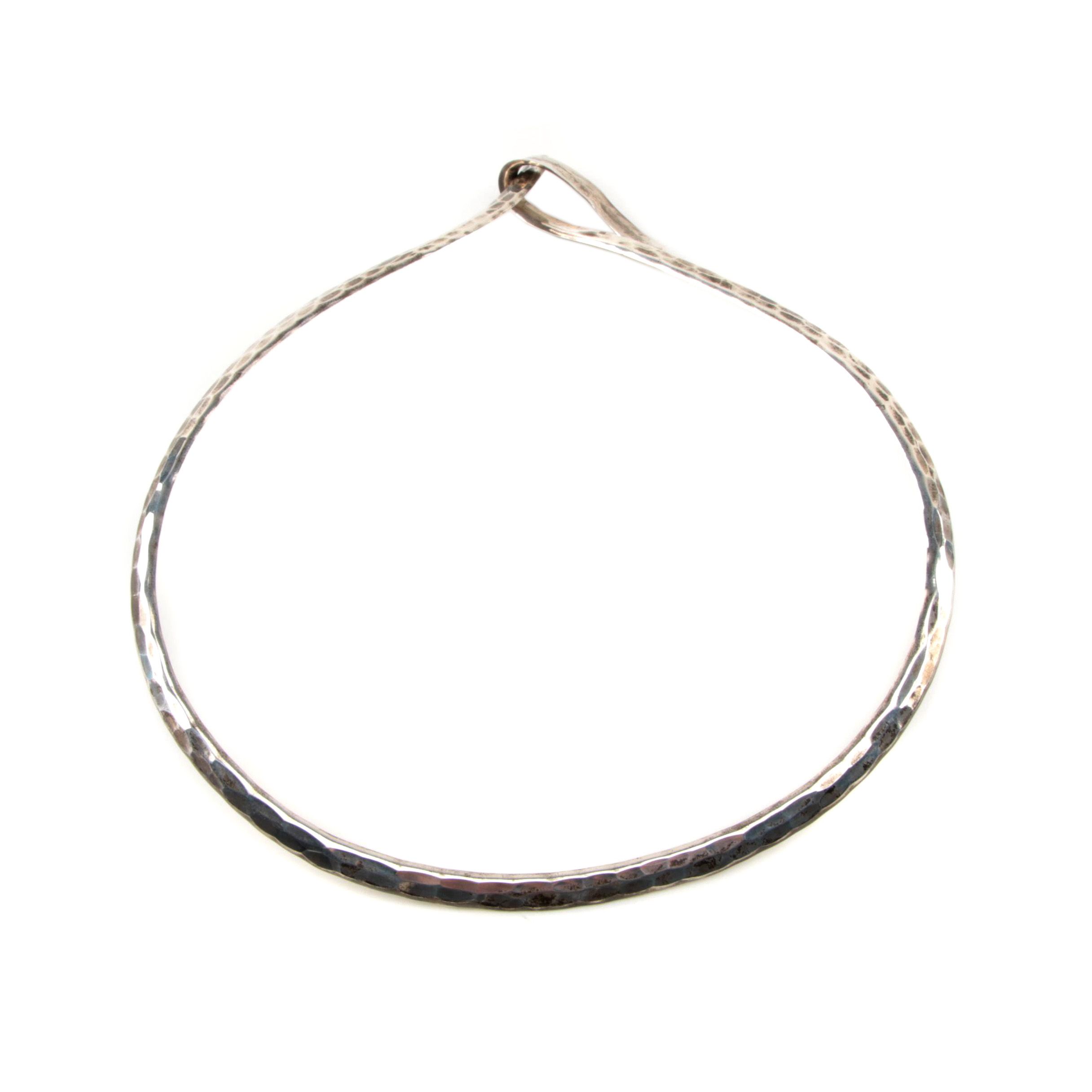 Jean Newman Sterling Silver Torque Hammered Collar Necklace