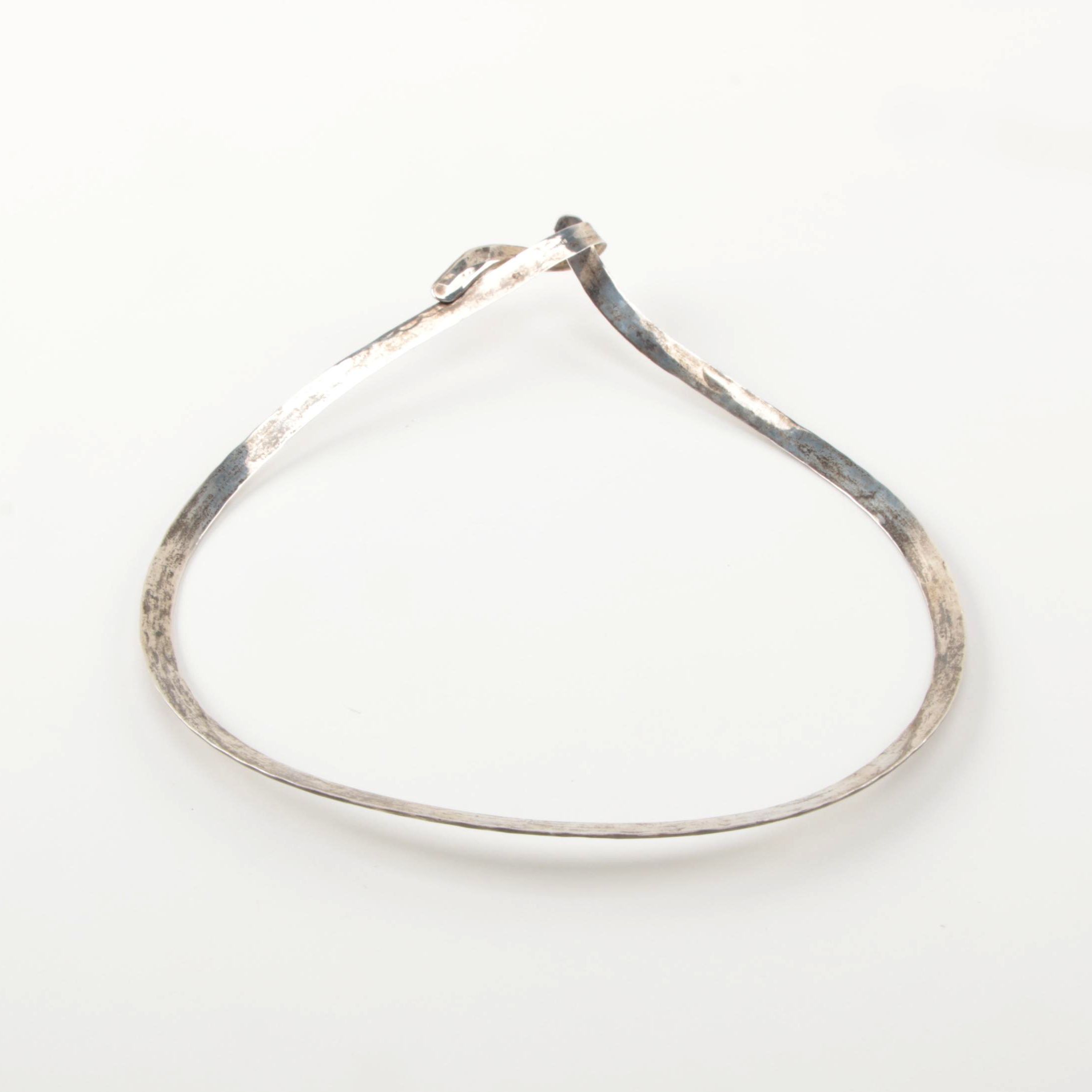 Jean Newman Sterling Silver Torque Hammered Collar Necklace