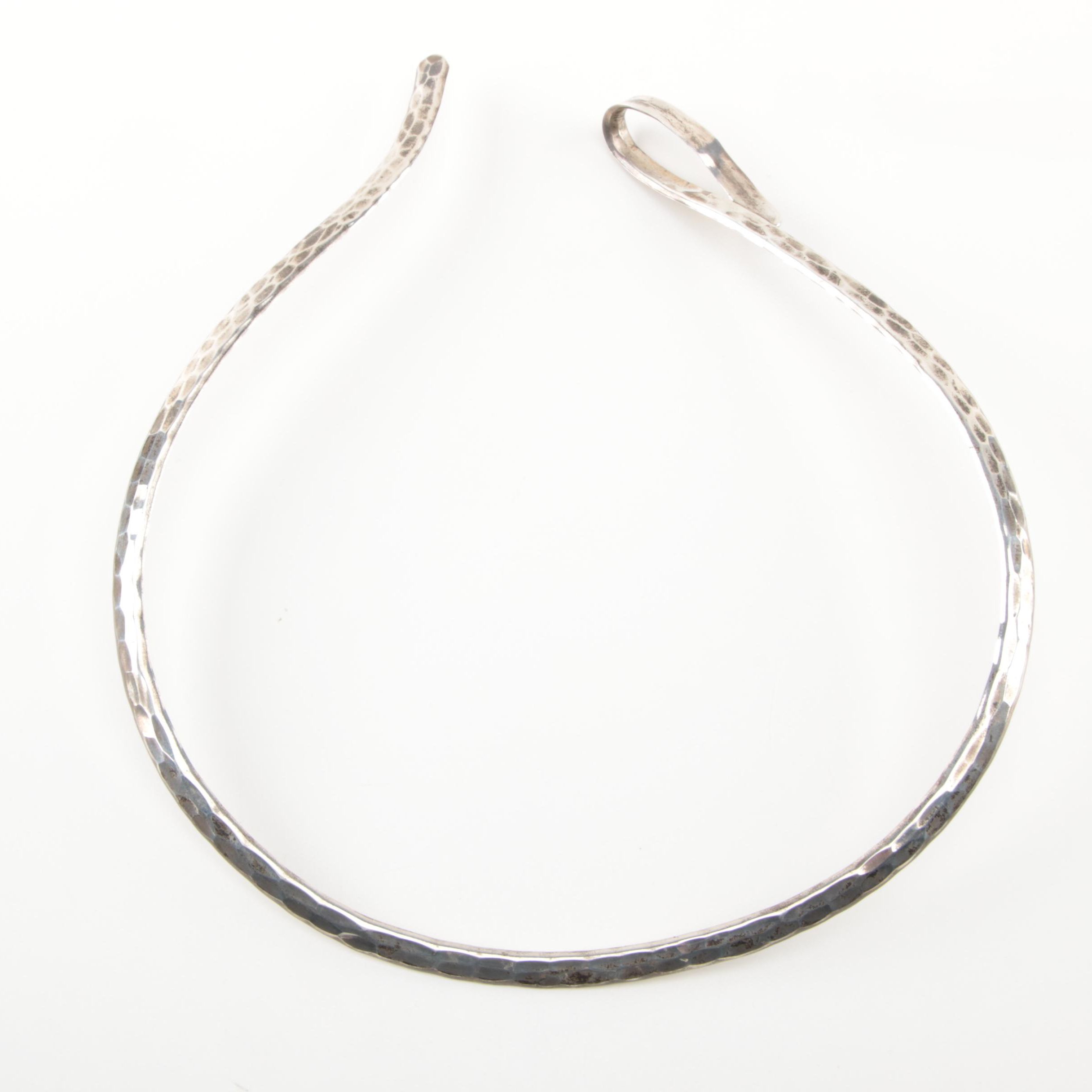 Jean Newman Sterling Silver Torque Hammered Collar Necklace