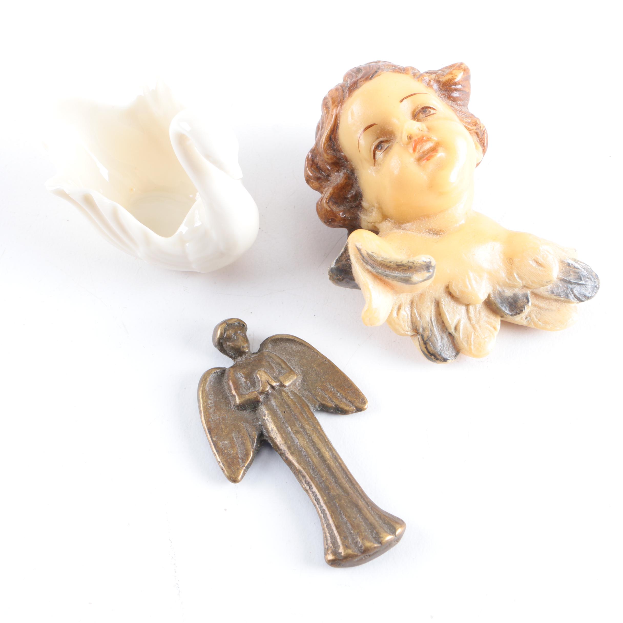 Lenox "To the Bride!" Porcelain Swan Figurine and Angel Themed Decor