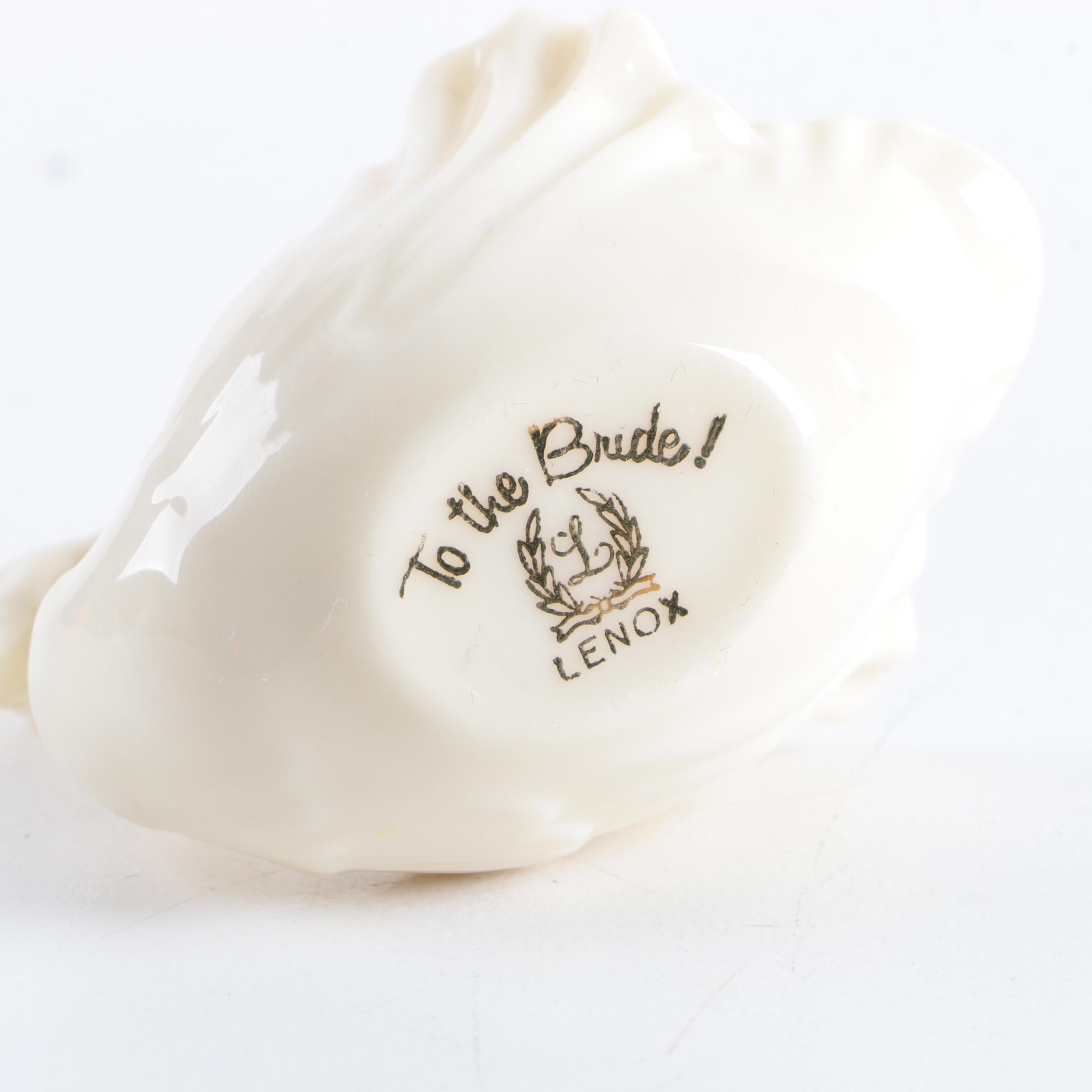 Lenox "To the Bride!" Porcelain Swan Figurine and Angel Themed Decor