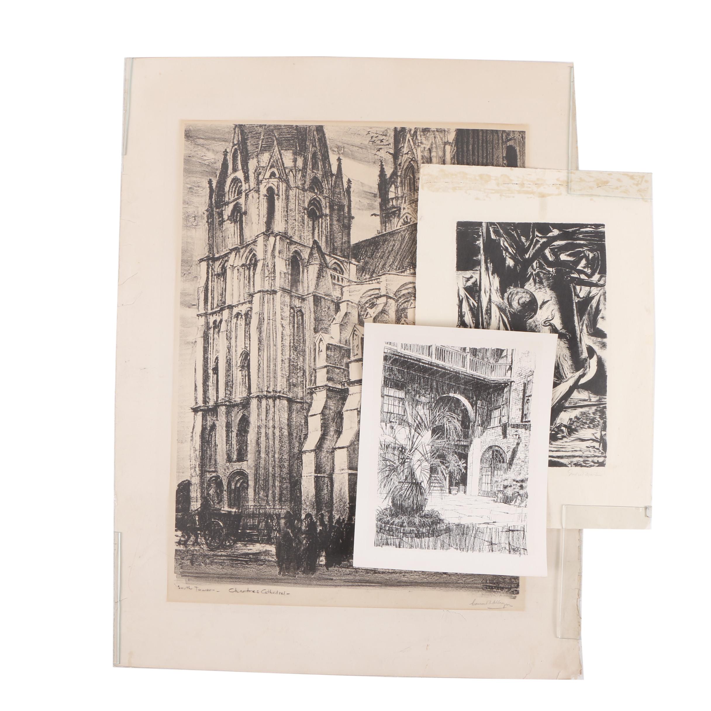Lithographs on Paper Featuring "Chartres Cathedral"
