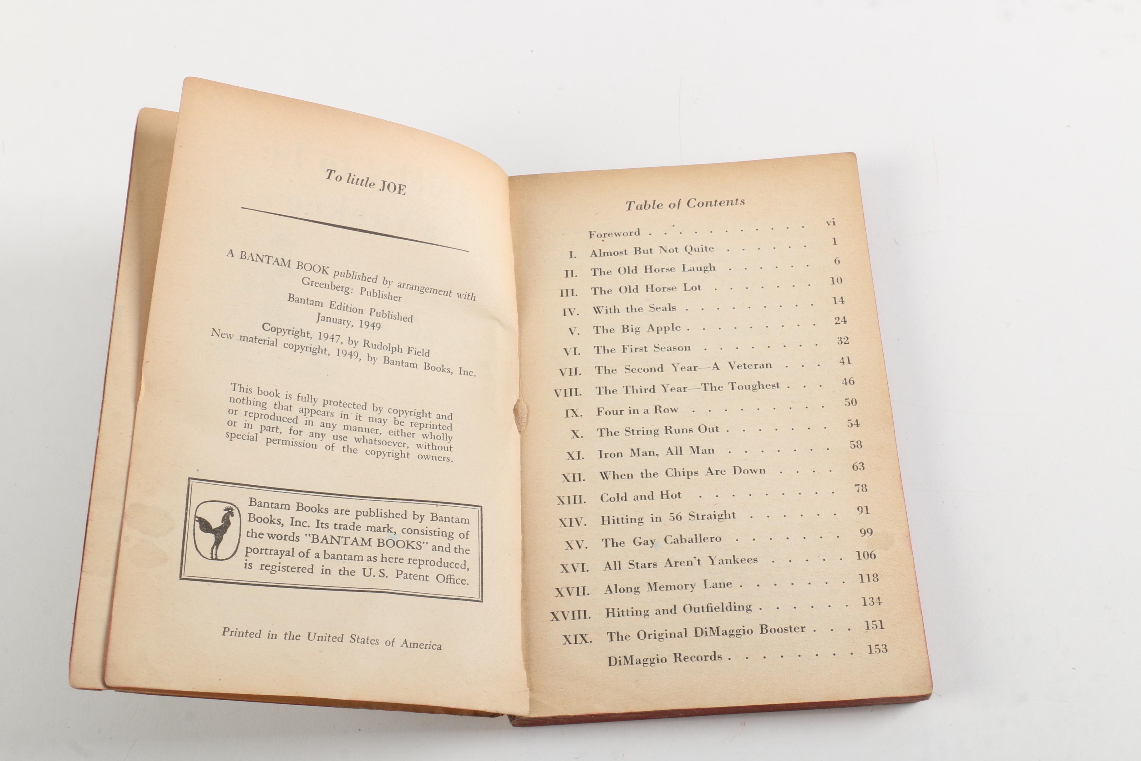 "Lucky to Be a Yankee" by Joe DiMaggio and Other Vintage Sports Paperbacks