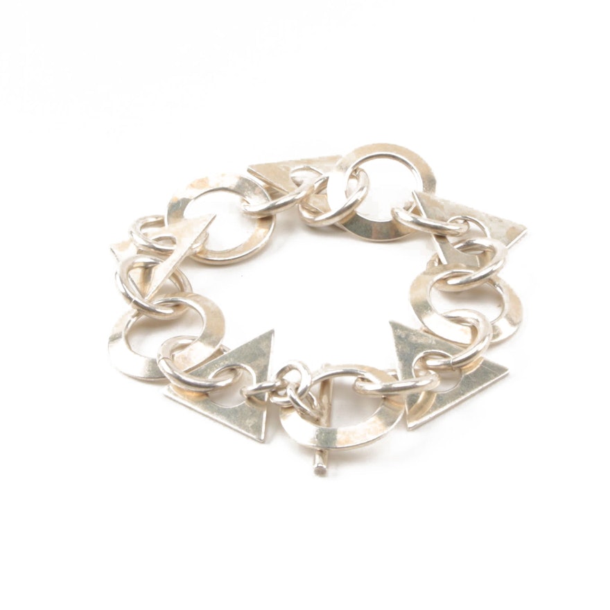 Sterling Silver Geometric Link Bracelet