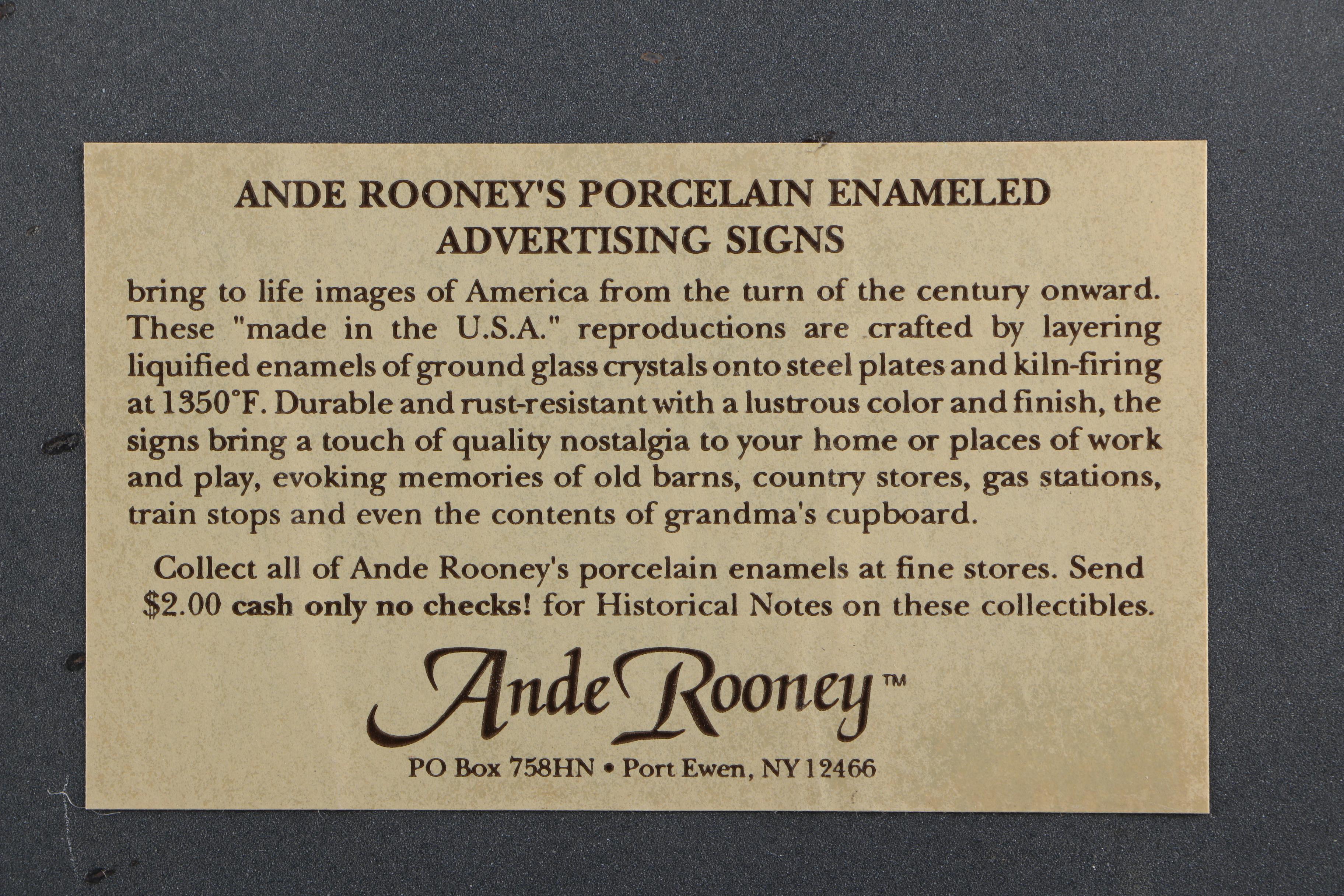 Ande Rooney's Porcelain Enameled Advertising Signs