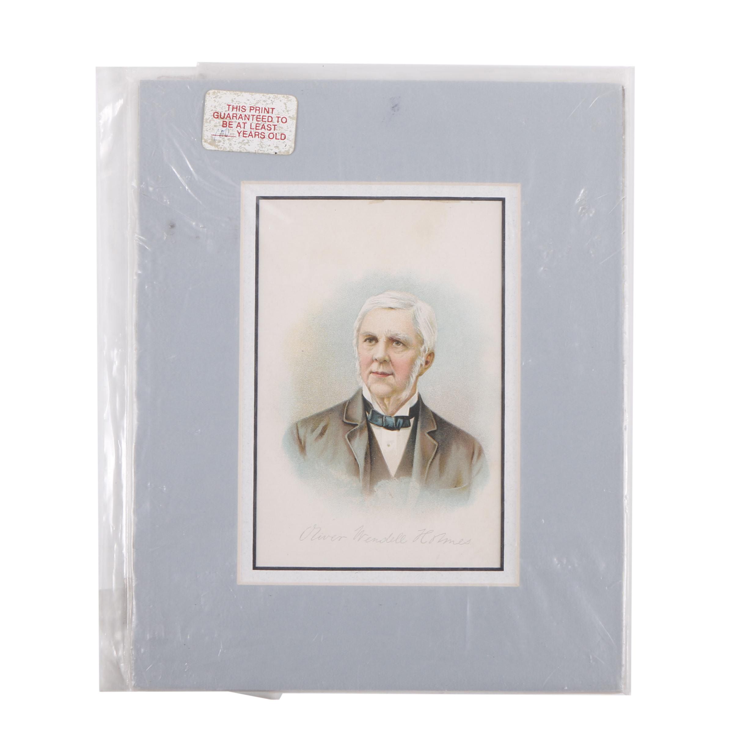 Antique Chromolithograph Portrait of Oliver Wendell Holmes