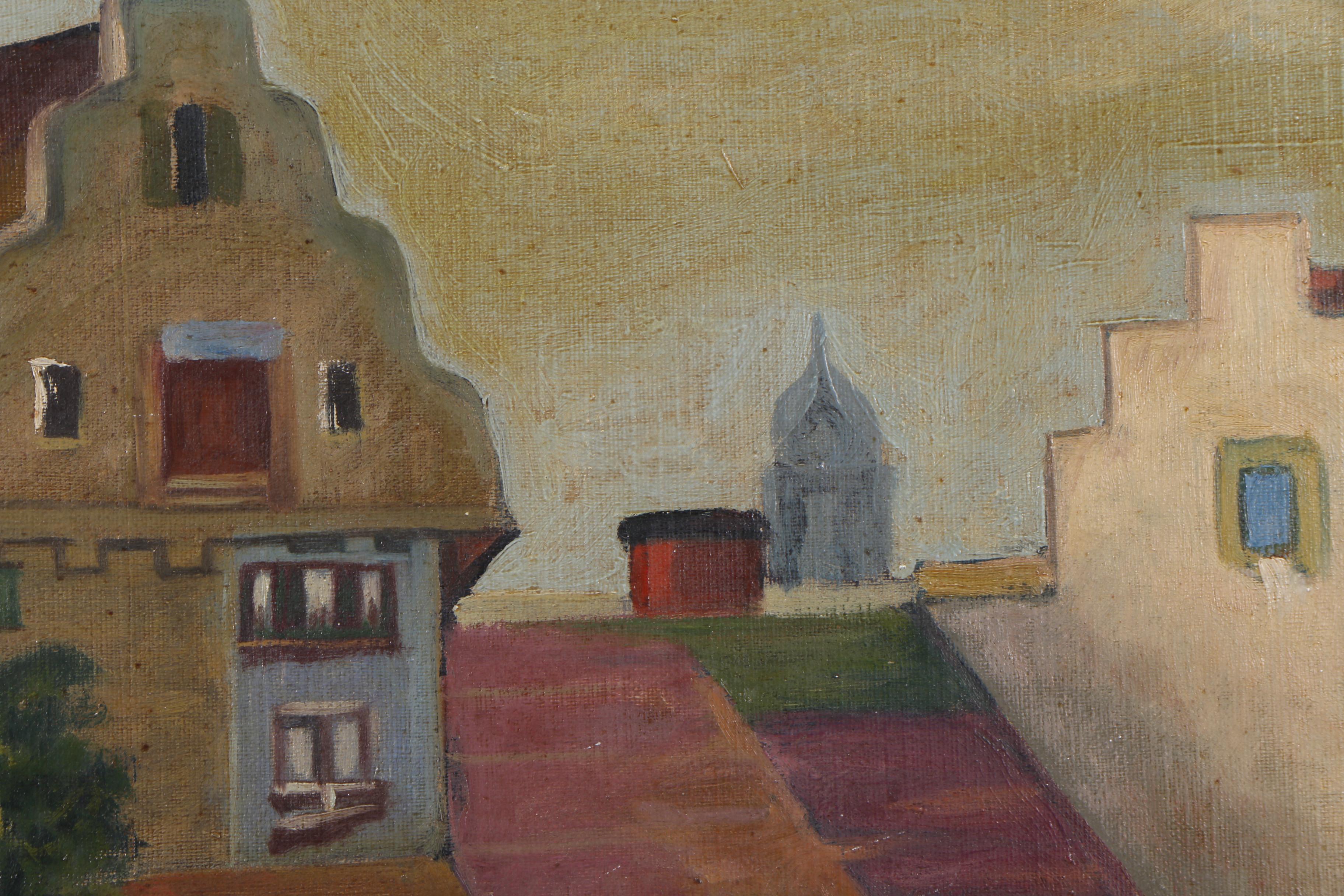 R. Rimar Oil Painting of Dutch Flower Market