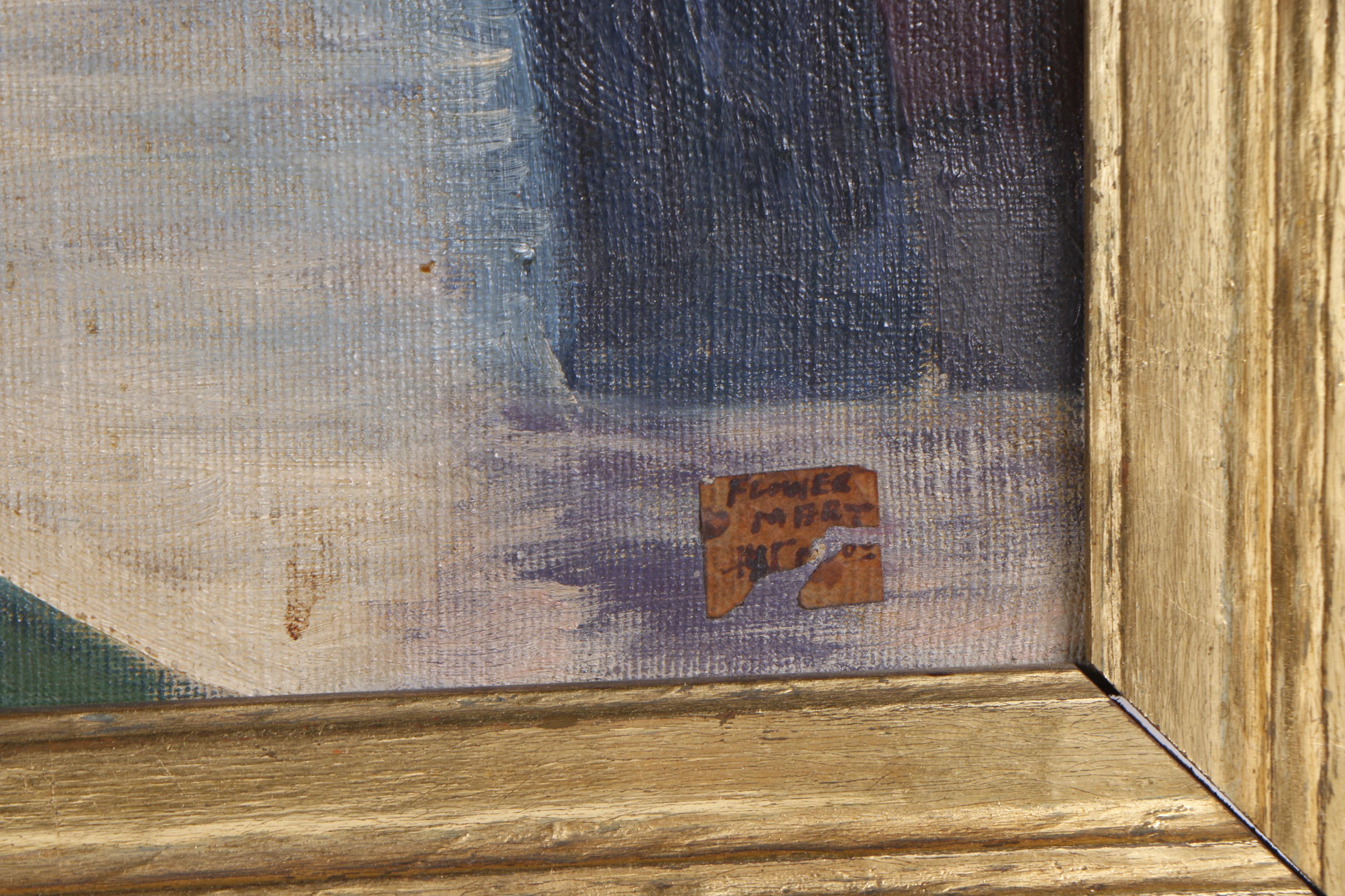 R. Rimar Oil Painting of Dutch Flower Market