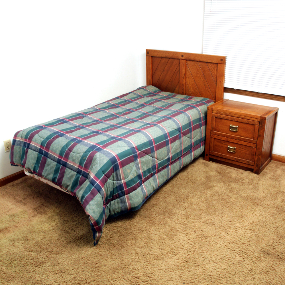 Circa 1980s "Windjammer" Twin Size Bed Frame and Nightstand by Young-Hinkle
