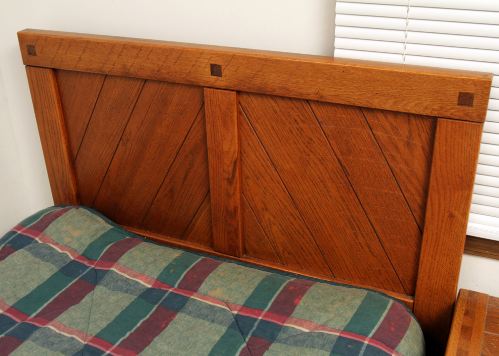 Circa 1980s "Windjammer" Twin Size Bed Frame and Nightstand by Young-Hinkle