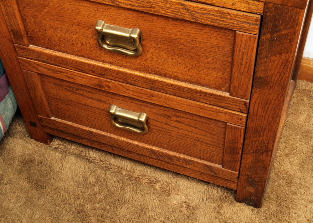 Circa 1980s "Windjammer" Twin Size Bed Frame and Nightstand by Young-Hinkle