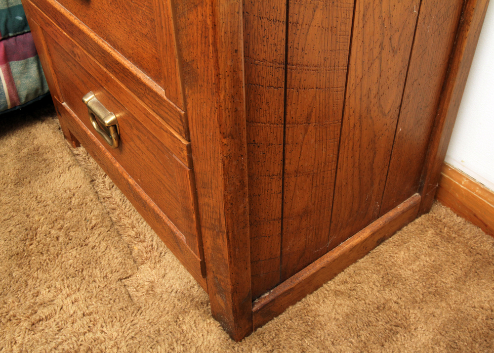Circa 1980s "Windjammer" Twin Size Bed Frame and Nightstand by Young-Hinkle