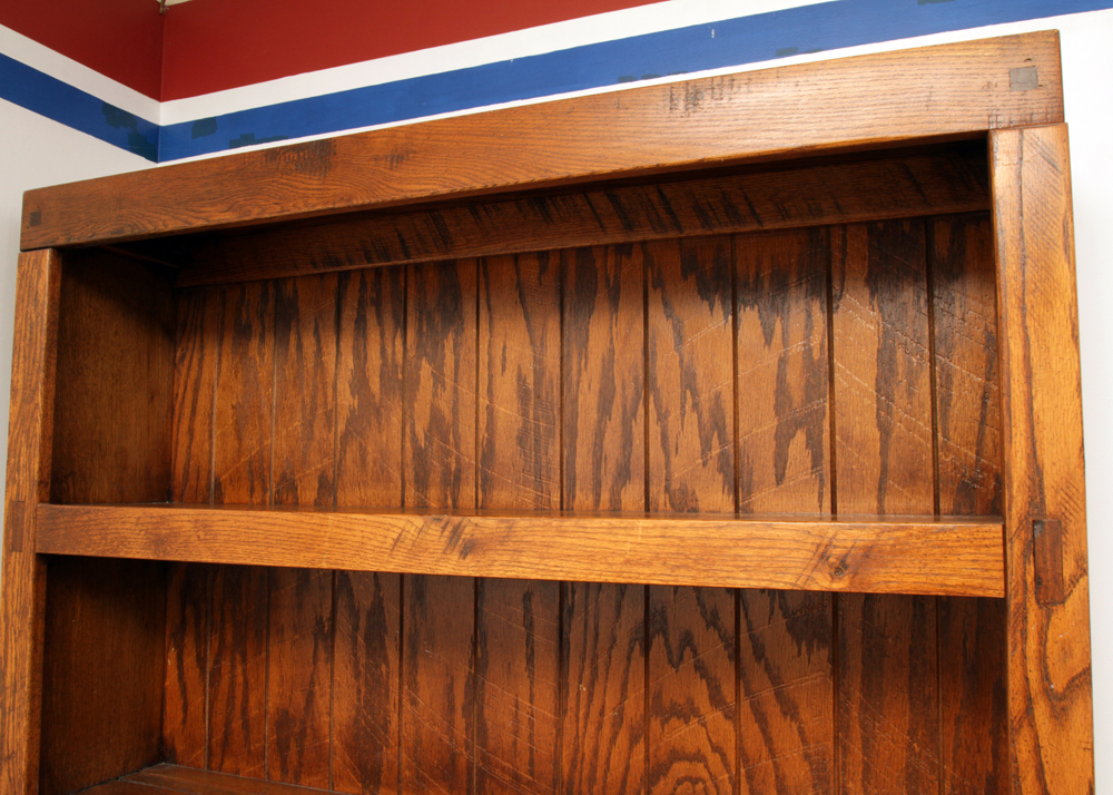 Circa 1980s "Windjammer" Oak Desk with Hutch and Chair by Young-Hinkle