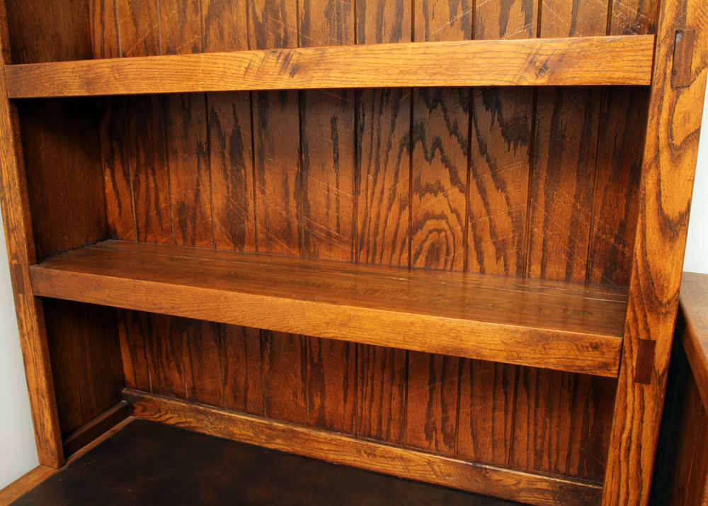 Circa 1980s "Windjammer" Oak Desk with Hutch and Chair by Young-Hinkle