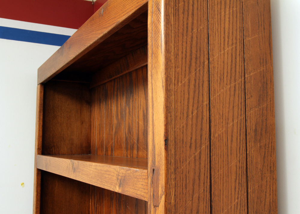 Circa 1980s "Windjammer" Oak Desk with Hutch and Chair by Young-Hinkle