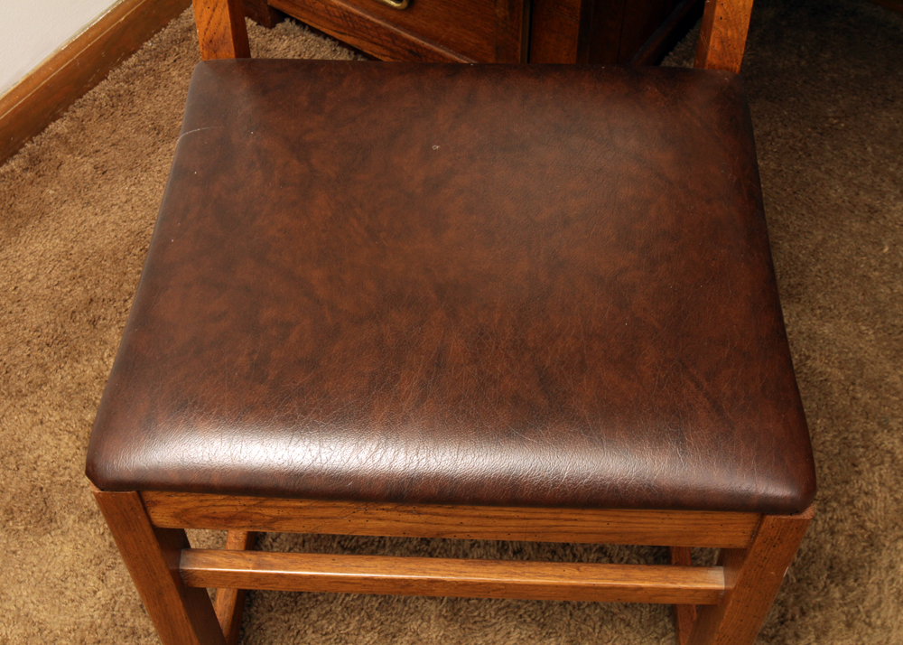 Circa 1980s "Windjammer" Oak Desk with Hutch and Chair by Young-Hinkle