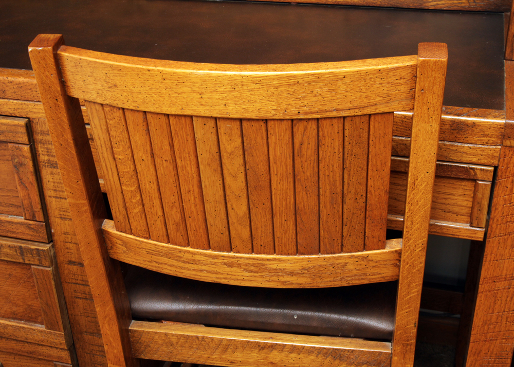 Circa 1980s "Windjammer" Oak Desk with Hutch and Chair by Young-Hinkle