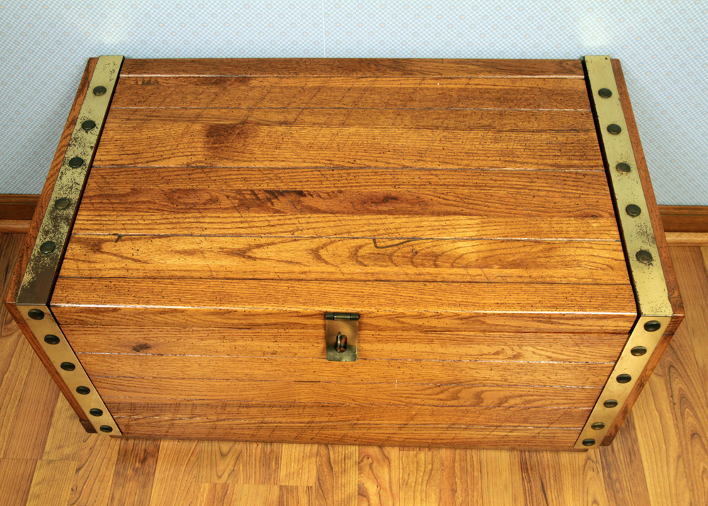 Circa 1980s "Windjammer" Oak Sea Chest by Young-Hinkle