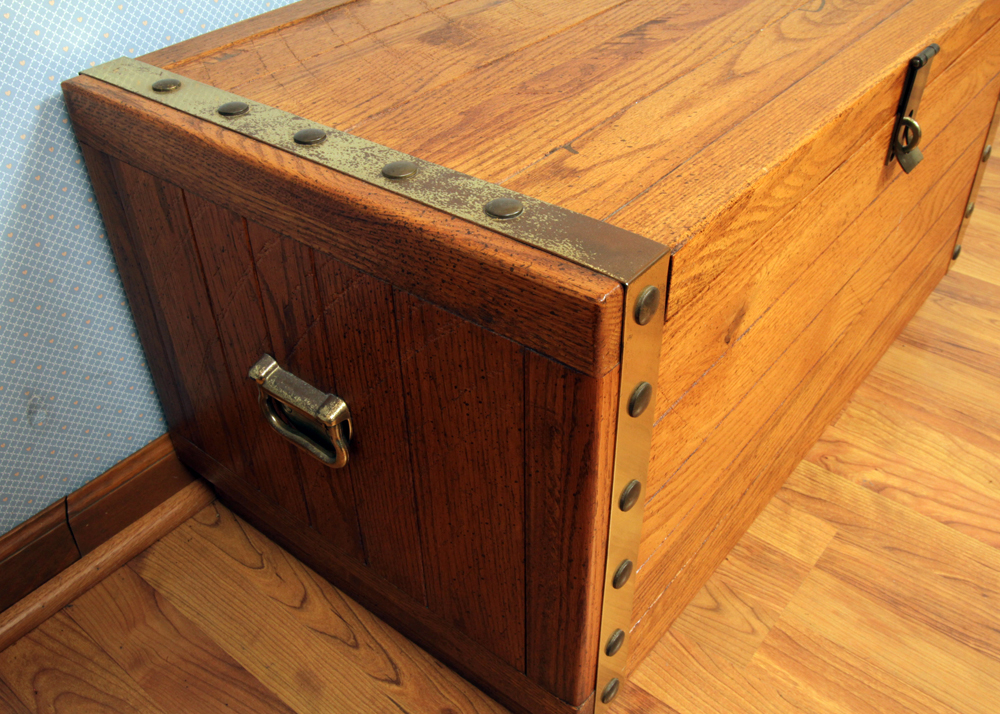 Circa 1980s "Windjammer" Oak Sea Chest by Young-Hinkle