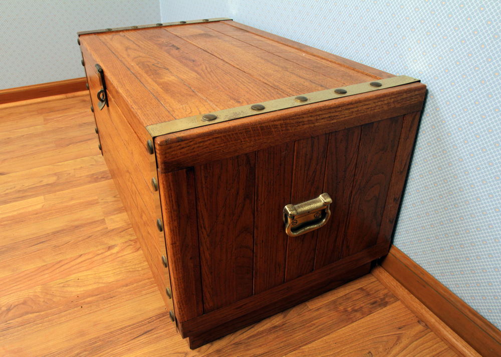 Circa 1980s "Windjammer" Oak Sea Chest by Young-Hinkle