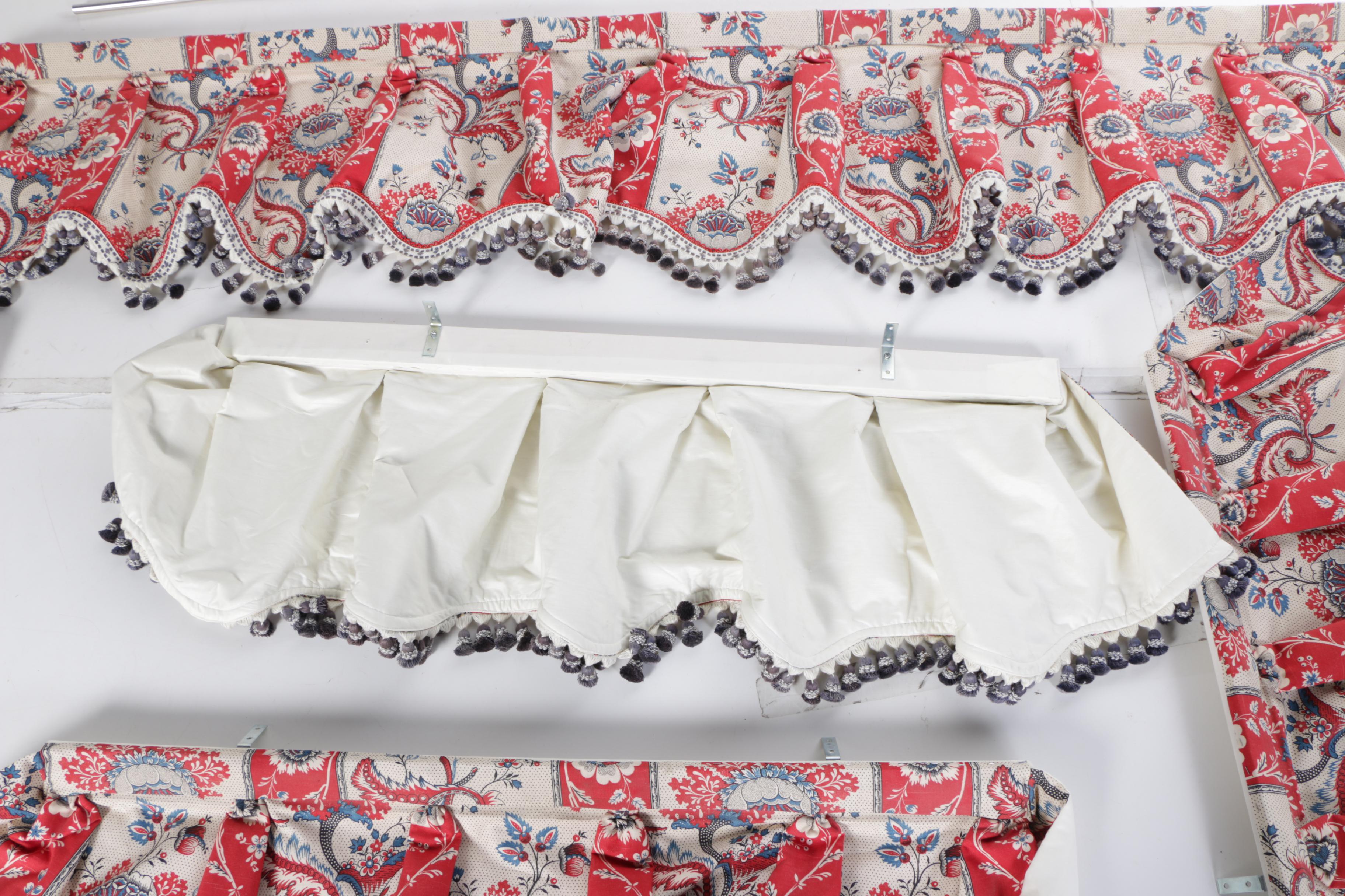 Red and White Curtains Panels and Valances