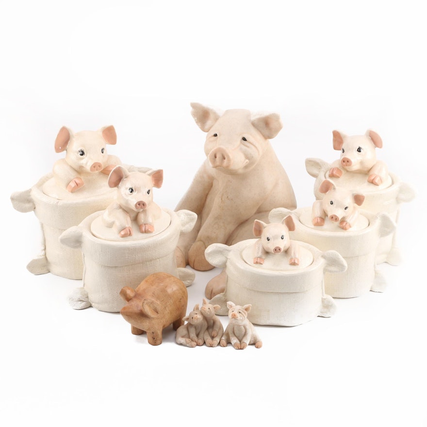 Pig Figurines and Containers